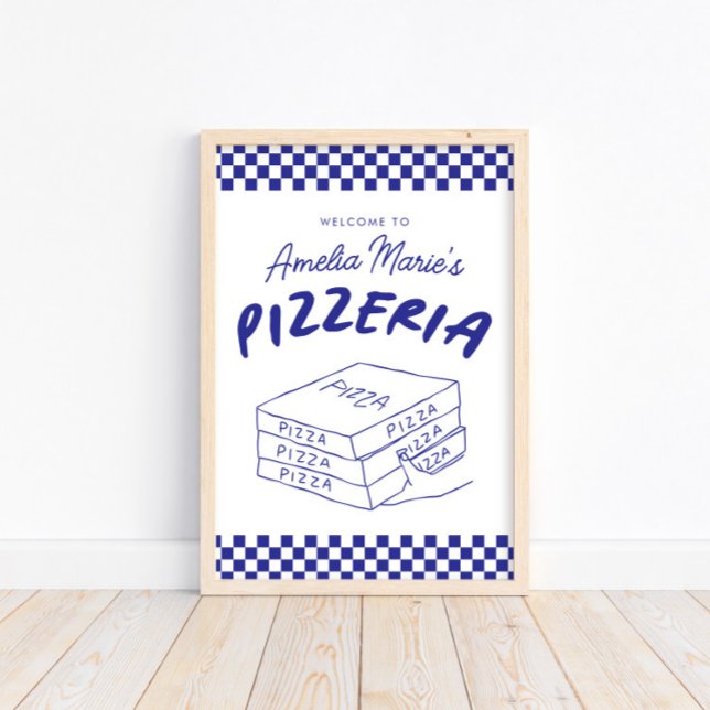 Póster Moderna Fiesta Retro Azul Italiano Pizzeria Pizza (Subido por el creador)