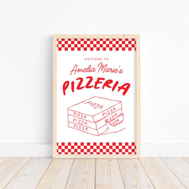 Póster Moderna Fiesta Retro Rojo Italiano Pizzeria Pizza (Subido por el creador)
