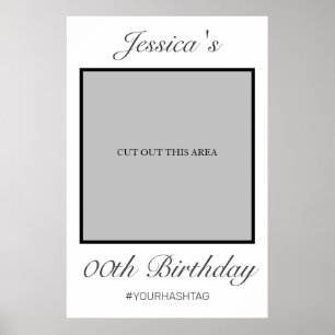 Póster Moderna foto de cumpleaños negro blanco Minimalist