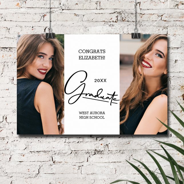 Póster Moderna foto de felicitaciones por graduación (Graduation Congratulations Modern Photo Poster, INSTANT DOWNLOAD and/or PRINTED)