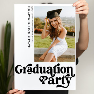 Póster Moderna foto retro moderna fiesta de graduación Gr