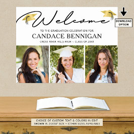 Póster Moderna Graduación Bienvenida 3 Fotos Guión Simple
