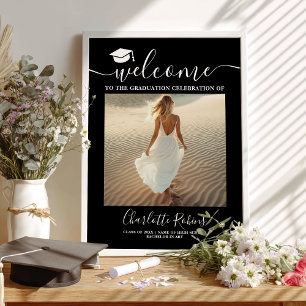 Póster Moderna Graduación Boho Bienvenida Foto Rótulo