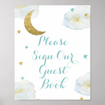 Moderna luna azul Por favor Rótulo nuestro libro d