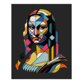 Póster Moderna Mona Lisa Estilo Vidrio Emplomado