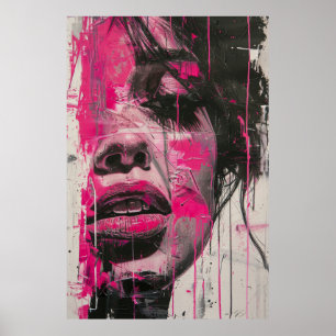 Póster Moderna mujer de color blanco rosado abstracto pin