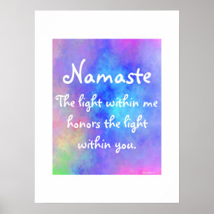 Póster Moderna Namaste Meditación Yoga Colorful Watercolo