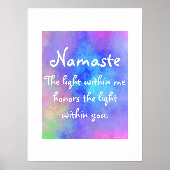 Póster Moderna Namaste Meditación Yoga Colorful Watercolo (Frente)