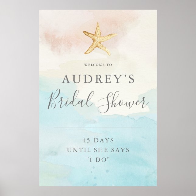 Póster Moderna playa temática ducha nupcial Poster de bie (Frente)