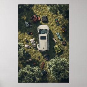 Póster Moderna Poster de vista general de coche Nissan bl