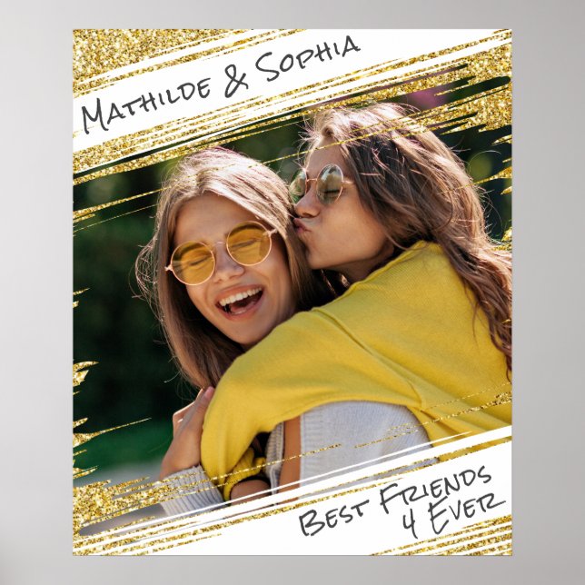 Póster Moderna Purpurina Sparkle Gold Foto BBF Mejor Amig (Frente)