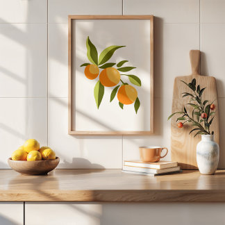 Póster Moderna rama Naranja Gouache con pintura manual