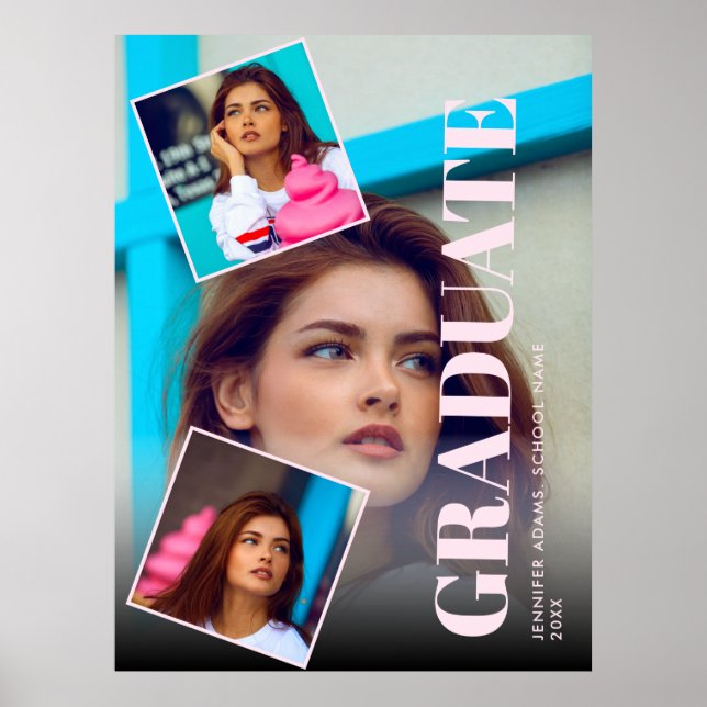 Póster Moderna revista 3 Fotos Graduación (Frente)