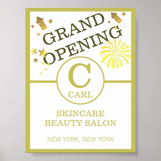 Póster Moderna Spark Beauty Salon Monograma Business Prom (Frente)