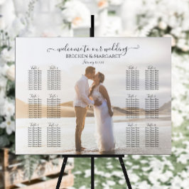 Póster Moderna tabla de asientos boda con 12 mesas fotogr