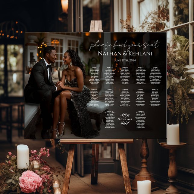 Póster Moderna tabla de asientos boda con 12 mesas fotogr (Subido por el creador)