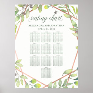 Póster Moderna tabla de asientos Boda con aspecto de cobr