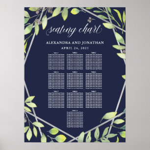 Póster Moderna tabla de asientos Boda con aspecto platead