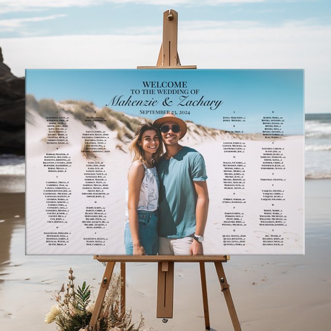 Póster Moderna tabla de asientos boda con foto, elegante (Subido por el creador)