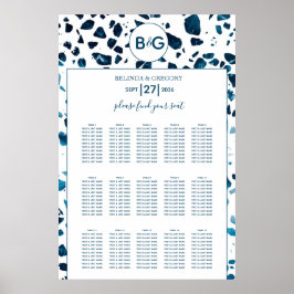 Póster Moderna tabla de asientos de Boda azul del mezzo T