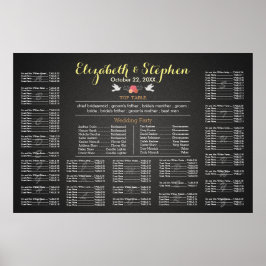 Póster Moderna tabla de asientos de Boda de lino blanco y