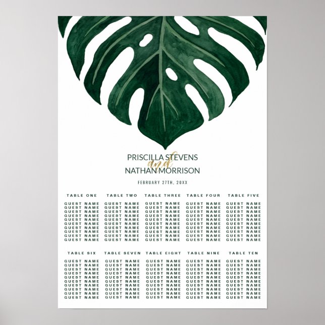 Póster Moderna tabla de asientos de oro de queso tropical (Frente)