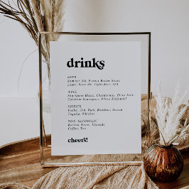 Póster Moderna tipografía negra Boda bebe Rótulo de menú
