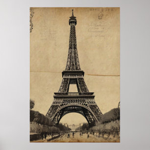 Póster Moderna Torre Eiffel París Vintage Francés