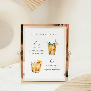 Póster Moderna y elegante escritura firma bebida cóctel