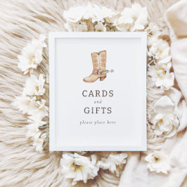 Póster Modernas tarjetas de rodeo occidentales + Rótulo d