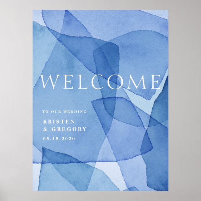 Póster Modernas y elegantes formas de acuarela Boda bienv (Frente)