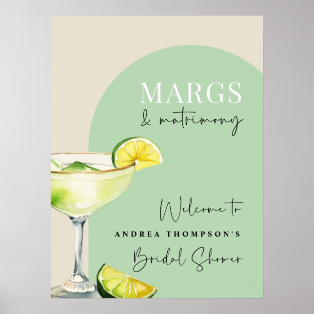 Póster Modernas y elegantes Margs y ducha de novias de Ma (Frente)