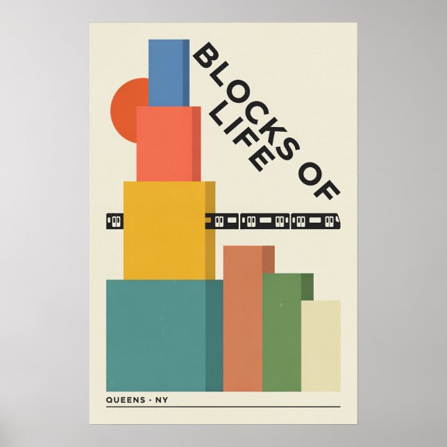 Póster modernista de la ciudad de Queens (Frente)