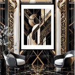 Póster Moderno 1920 Art Deco Oro geométrico blanco negro<br><div class="desc">Moderno Art Deco Oro geométrico blanco negro de los años 20</div>