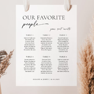 Póster Moderno 6 mesas Tabla de bienvenida