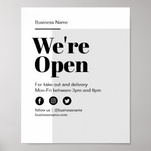 Póster Moderno Abierto Para Empresas Entrega
