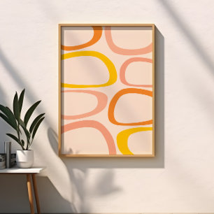 Póster Moderno Abstracto de Mitad de Siglo Melocotón, Nar