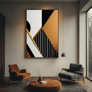 Póster Moderno Abstracto Geométrico Negro y Canela