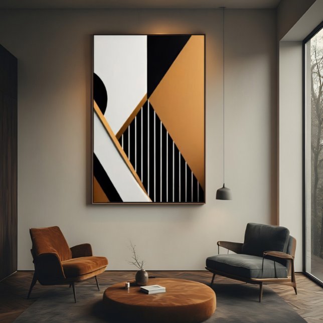Póster Moderno Abstracto Geométrico Negro y Canela (Subido por el creador)