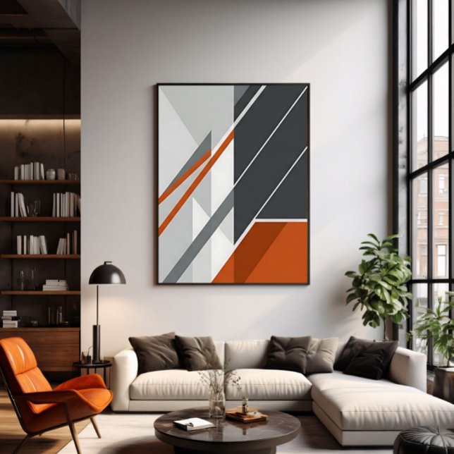 Póster Moderno Abstracto Naranja Gris Oxidado (Subido por el creador)