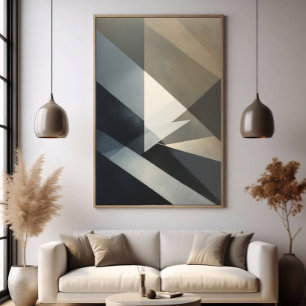 Póster Moderno Abstracto Neutro Gris Beige
