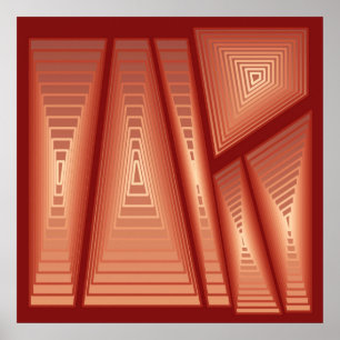 Póster Moderno Abstracto - Pirámides 3D de Cobre