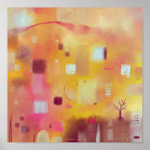 Moderno Acuarela Amarillo Abstracto