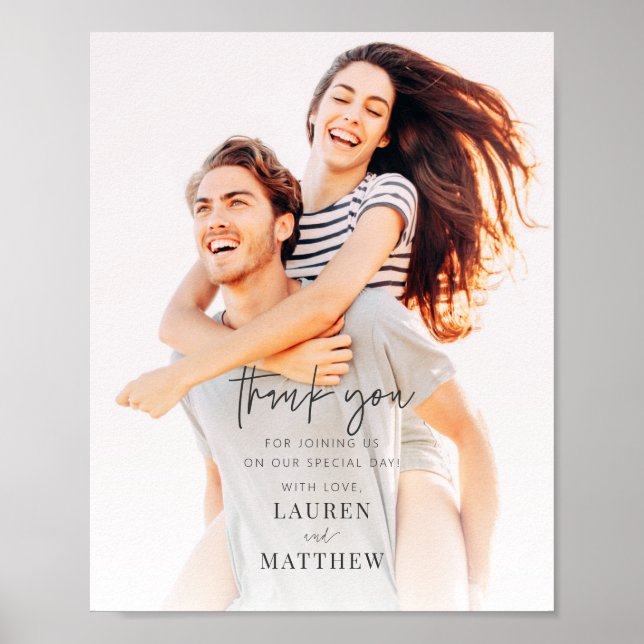 Póster Moderno Agradecimiento de Boda Minimalista Chic Gr (Frente)