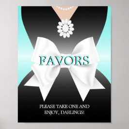 Póster Moderno Aqua Verde azulada Tiffany Baby Shower fav