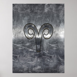 Póster Moderno Aries Zodiac Rótulo Grunge Molestias Estil