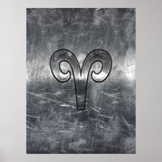Póster Moderno Aries Zodiac Rótulo Grunge Molestias Estil (Frente)