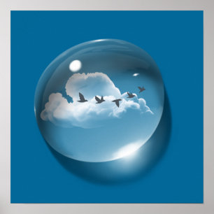 Póster Moderno Art Cloudscape Waterdrop Blue Minimal