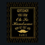 Póster Moderno art deco Gold & Black GENTLEMEN CUARTO DE<br><div class="desc">Elegante arte deco Oro & GENTLEMEN Negro boda de BAÑO</div>