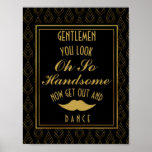 Póster Moderno art deco Gold & Black GENTLEMEN CUARTO DE<br><div class="desc">Elegante arte deco Oro & GENTLEMEN Negro boda de BAÑO</div>